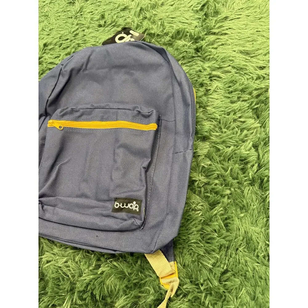 Bwap Kids Mini Backpack Blue Yellow Zipper School Travel Daypack New with Tags